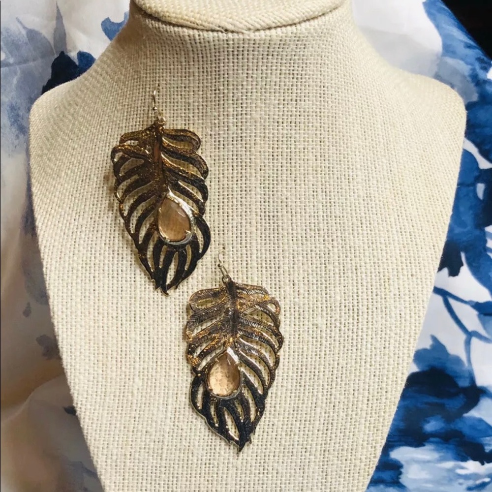 Kendra Scott Vintage Feather Gold Earrings Rare